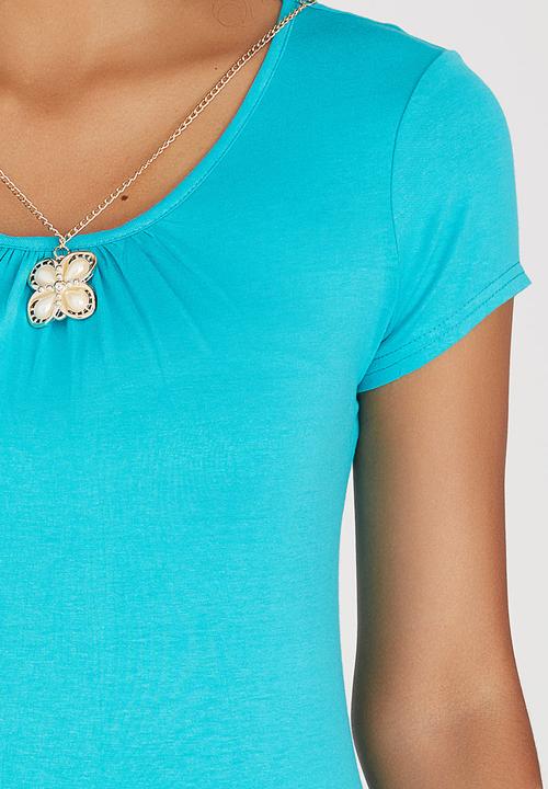 Sensation - Top with Gold Trim Turquoise