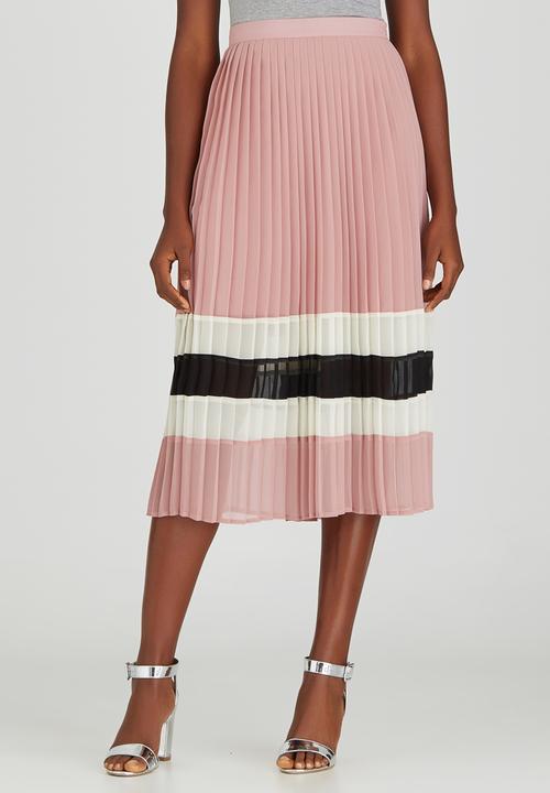STYLE REPUBLIC - Pleated Midi Skirt Pale Pink