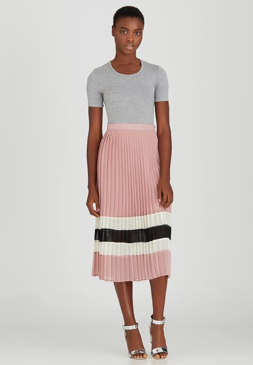 STYLE REPUBLIC - Pleated Midi Skirt Pale Pink