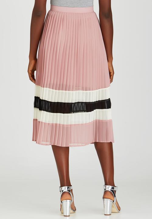 STYLE REPUBLIC - Pleated Midi Skirt Pale Pink