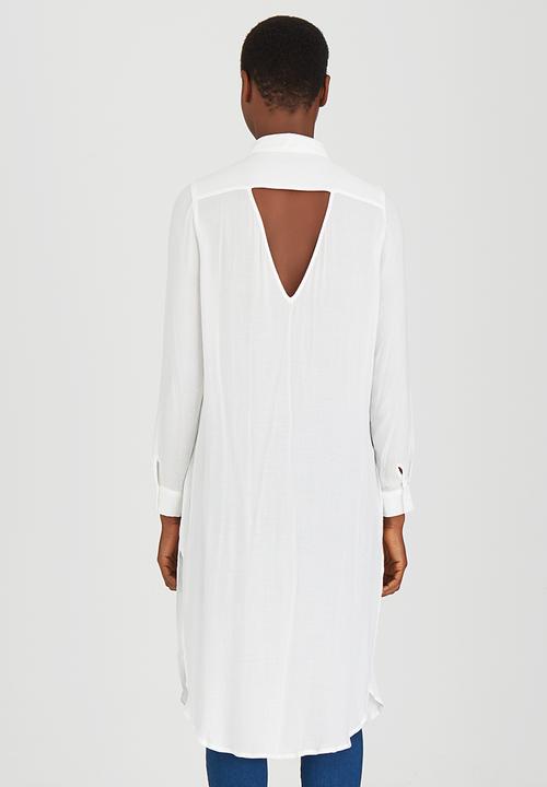 ONLY - Long Sleeve Longline Shirt White