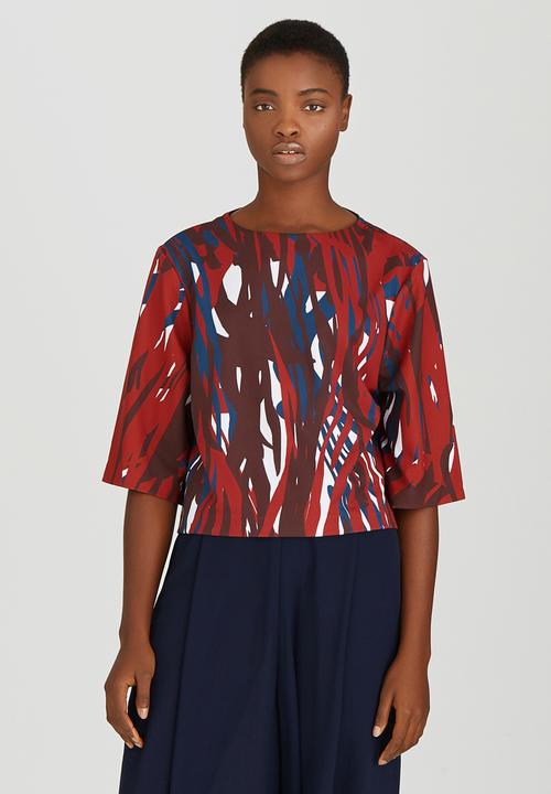 Rich Mnisi - Kaos Printed Boxy Tee Red