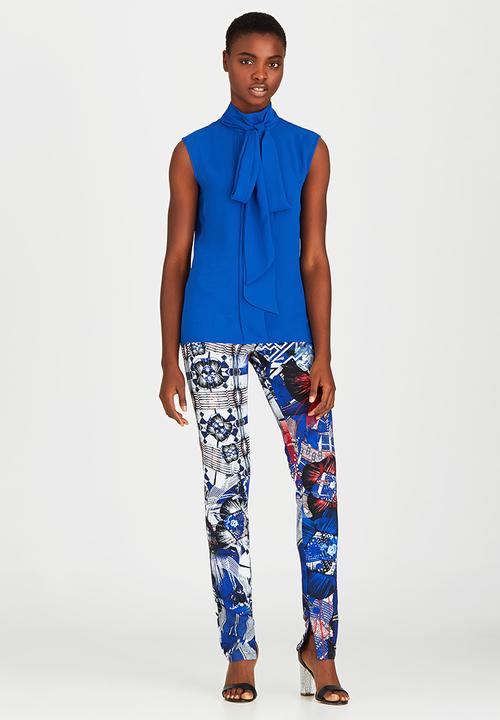DAVID by David Tlale - Bella Sleeveless Bow Blouse Cobalt