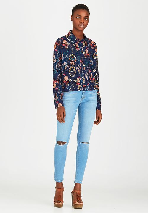 Brave Soul - All Over Printed Shirt Navy
