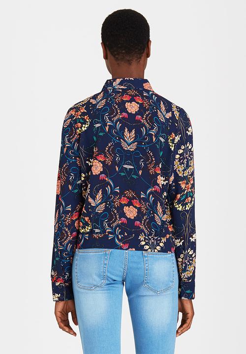 Brave Soul - All Over Printed Shirt Navy
