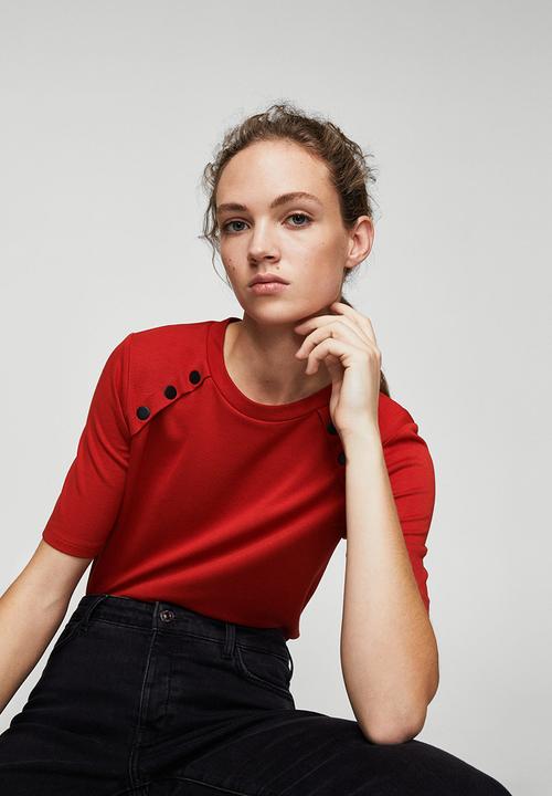 MANGO - Side Snap T-shirt Red