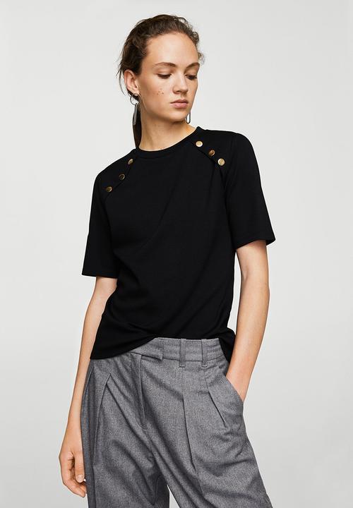 MANGO - Side Snap T-shirt Black