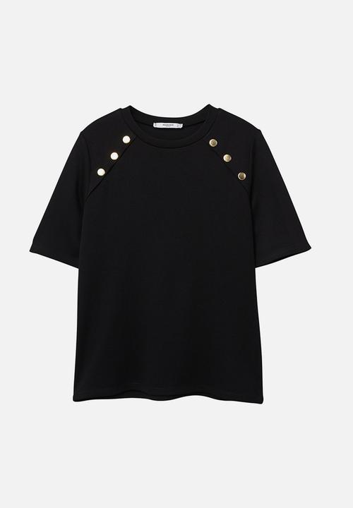 MANGO - Side Snap T-shirt Black