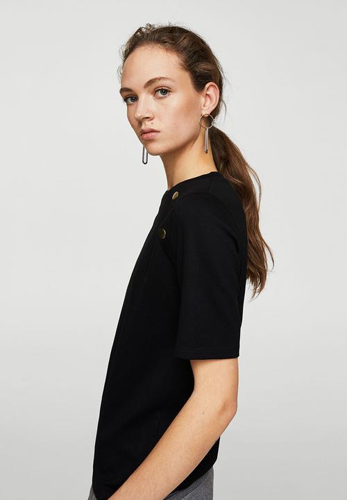 MANGO - Side Snap T-shirt Black