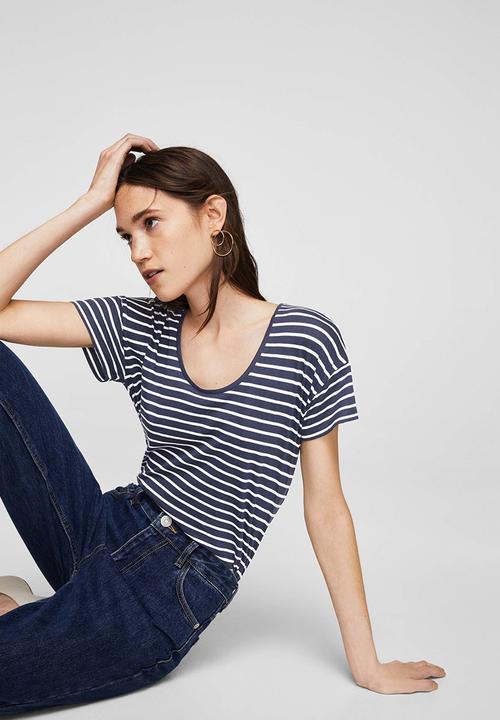 MANGO - Organic Cotton T-shirt Navy