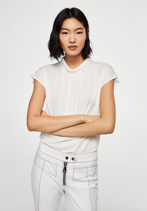MANGO - Detail Neck T-shirt White