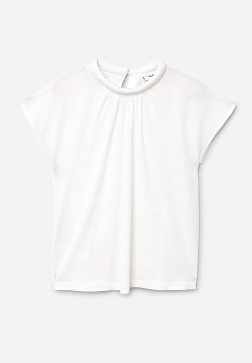 MANGO - Detail Neck T-shirt White