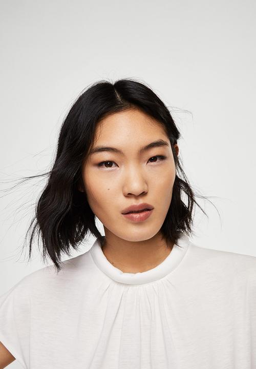 MANGO - Detail Neck T-shirt White