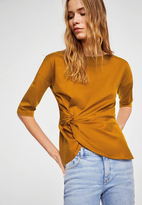 MANGO - Knot Detail T-shirt Brown
