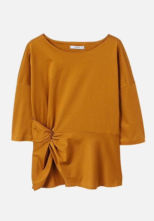 MANGO - Knot Detail T-shirt Brown