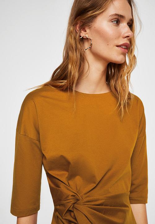 MANGO - Knot Detail T-shirt Brown