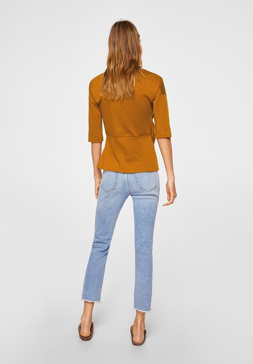 MANGO - Knot Detail T-shirt Brown