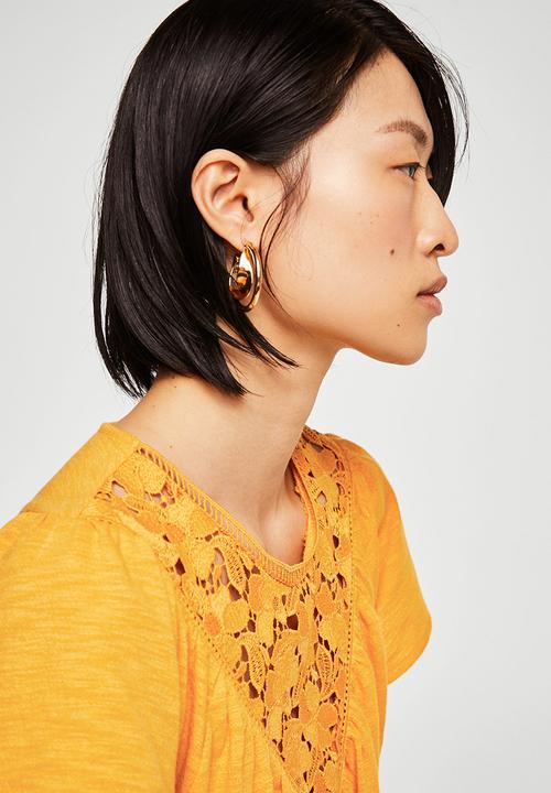 MANGO - Guipure Panel T-shirt Yellow