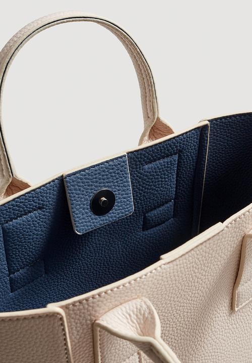 MANGO - Pebbled Tote Bag - Neutral