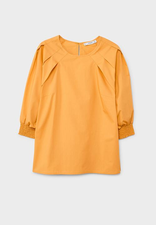MANGO - Pleat Detail Blouse Yellow