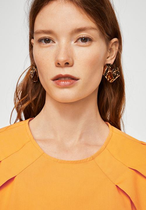 MANGO - Pleat Detail Blouse Yellow