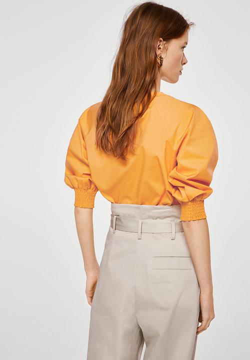 MANGO - Pleat Detail Blouse Yellow