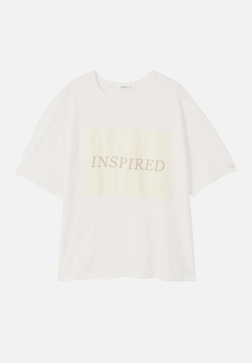 MANGO - Message Patch T-shirt Off White