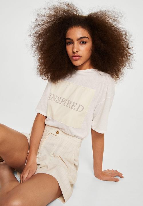 MANGO - Message Patch T-shirt Off White