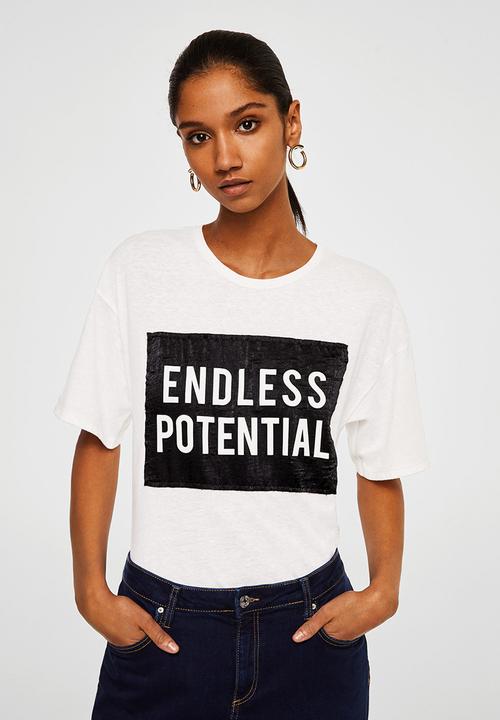 MANGO - Message Patch T-shirt Black