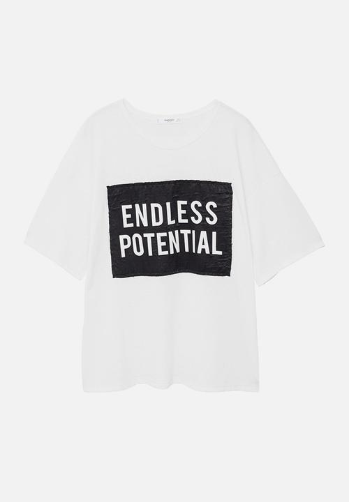 MANGO - Message Patch T-shirt Black