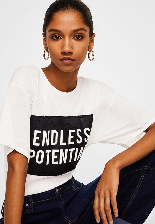 MANGO - Message Patch T-shirt Black