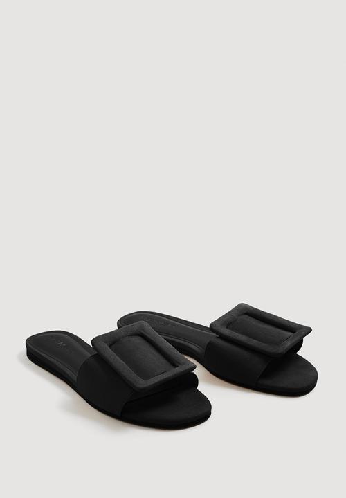 MANGO - Buckle Flat Sandals Black