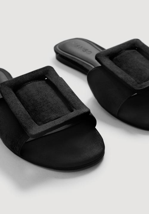MANGO - Buckle Flat Sandals Black