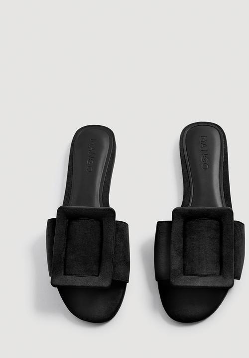 MANGO - Buckle Flat Sandals Black