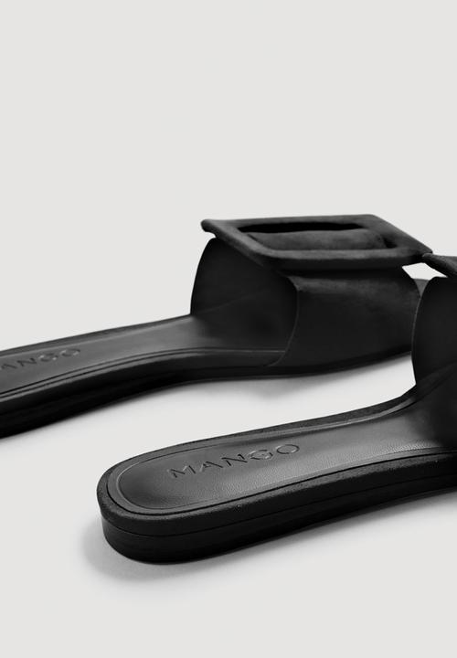 MANGO - Buckle Flat Sandals Black