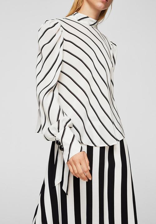 MANGO - Puffed Sleeves Striped Shirt Off White