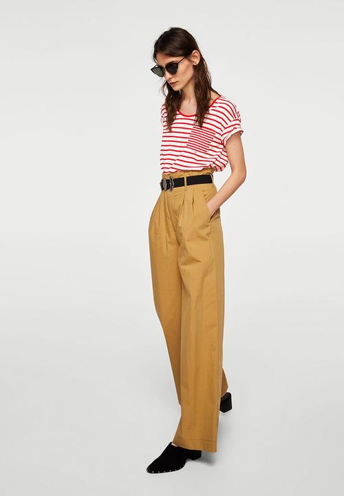 MANGO - Chest-pocket Striped T-shirt Red