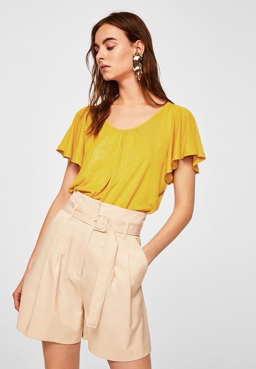 MANGO - Flared Sleeve T-shirt Yellow