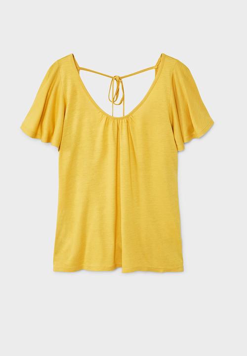 MANGO - Flared Sleeve T-shirt Yellow