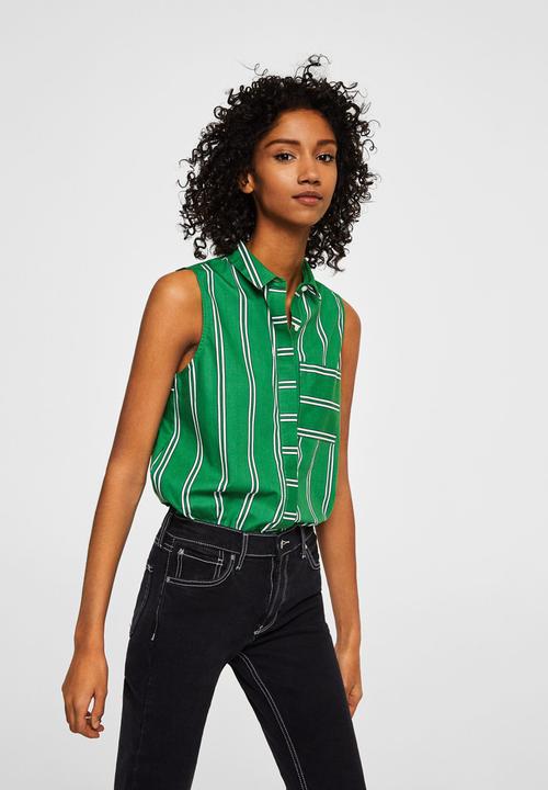 MANGO - Contrasting Print Shirt Green