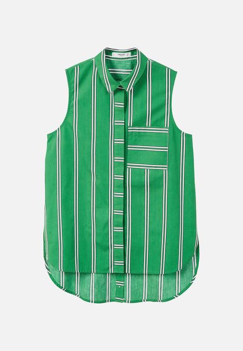 MANGO - Contrasting Print Shirt Green