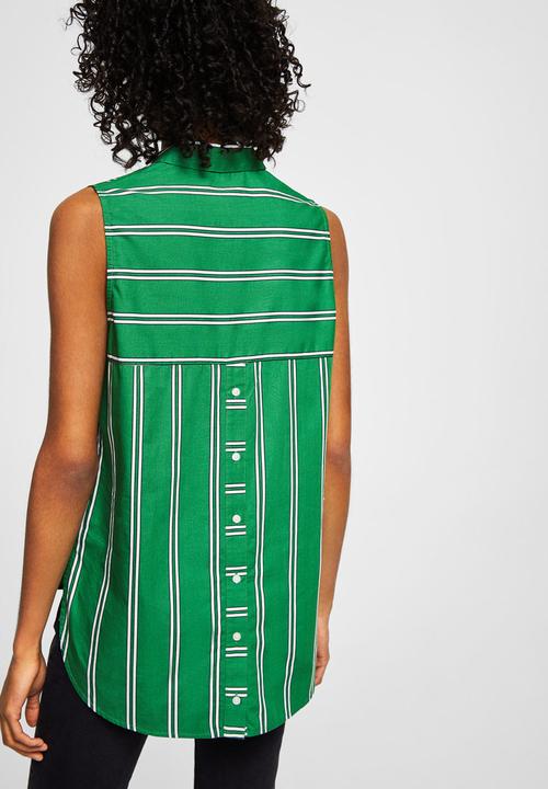 MANGO - Contrasting Print Shirt Green