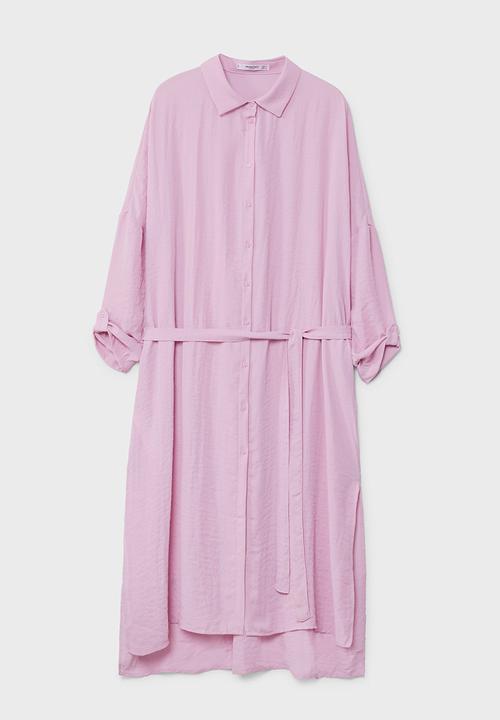 MANGO - Flowy Longer Length Shirt Pale Purple