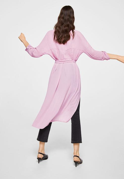 MANGO - Flowy Longer Length Shirt Pale Purple