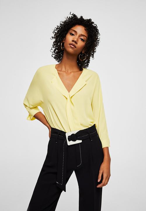 MANGO - Lapels Flowy Shirt Yellow