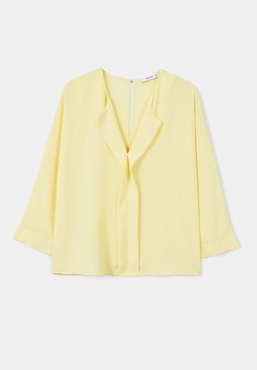 MANGO - Lapels Flowy Shirt Yellow
