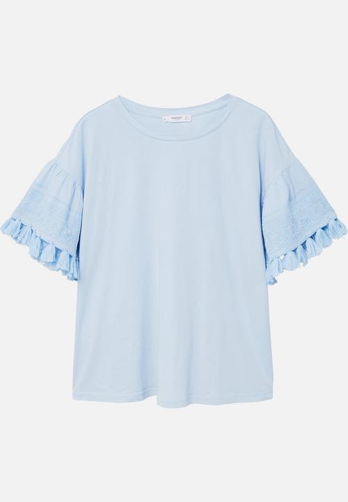 MANGO - Pom-pom T-shirt Pale Blue