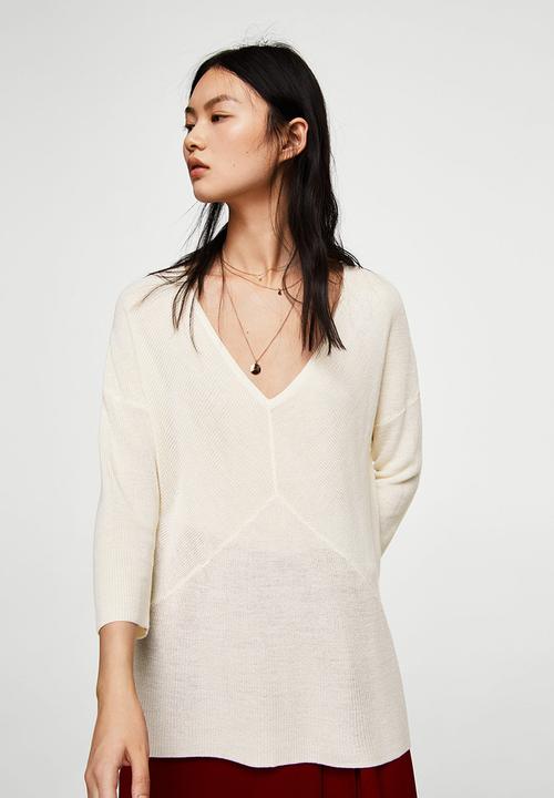 MANGO - Back Vent Sweater Off White