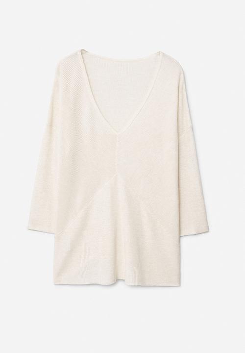 MANGO - Back Vent Sweater Off White
