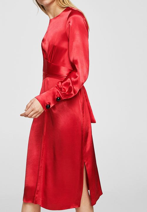 Wrapped Satin Dress Red Mango Formal Superbalist Com
